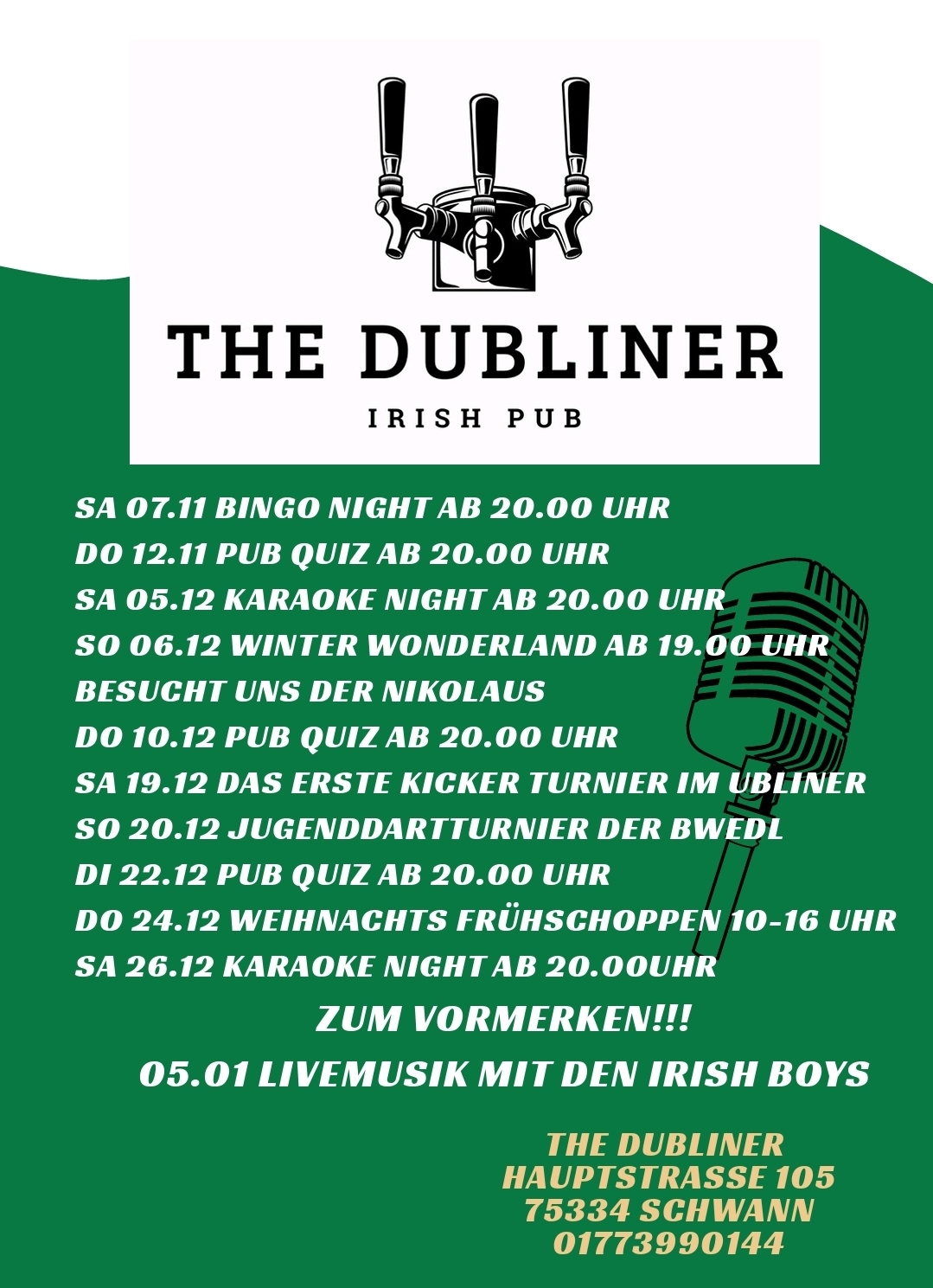 ProgrammvorschauSpätjahr im The Dubliner